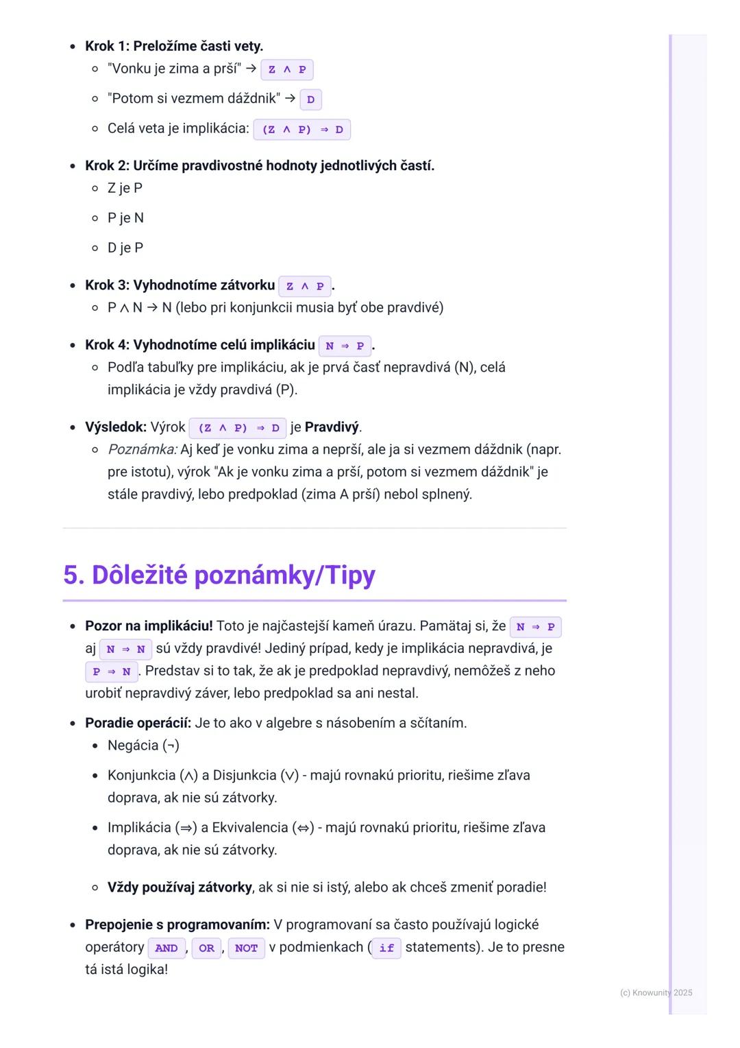 # Výroková logika

## 1. Úvod do výrokovej logiky

Takže, výroková logika. Na prvý pohľad to znie zložito, ale v podstate je to o tom,
ako p