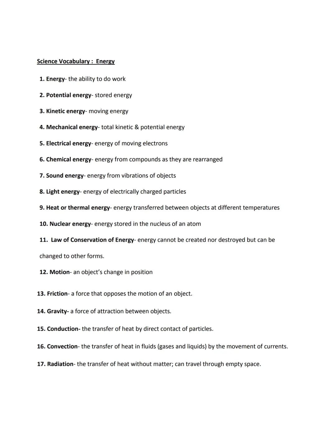 Types of Energy