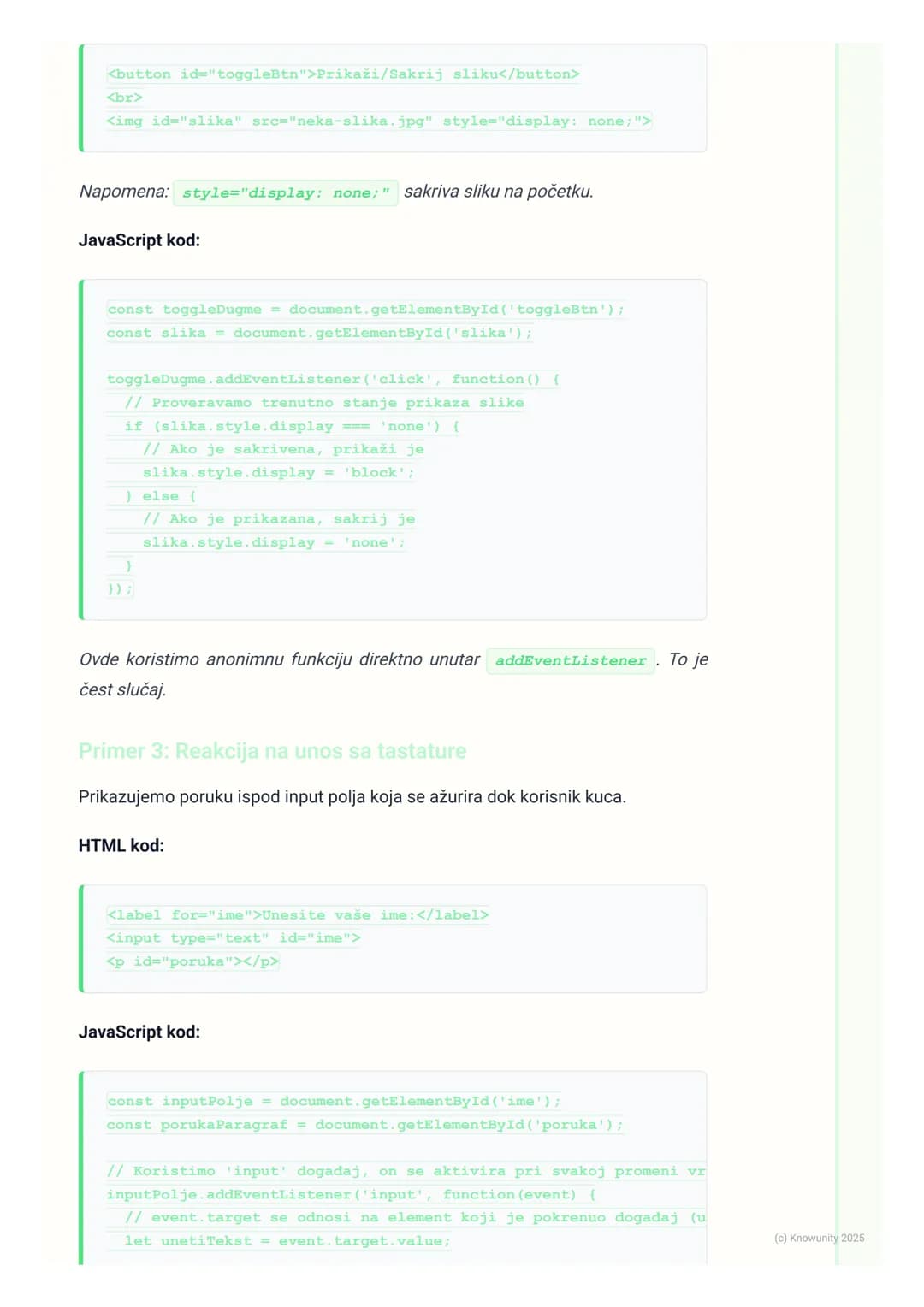 # JavaScript - događaji

Uvod u događaje

Događaji (events) su akcije koje se dešavaju na veb stranici, a na koje JavaScript
može da reaguje