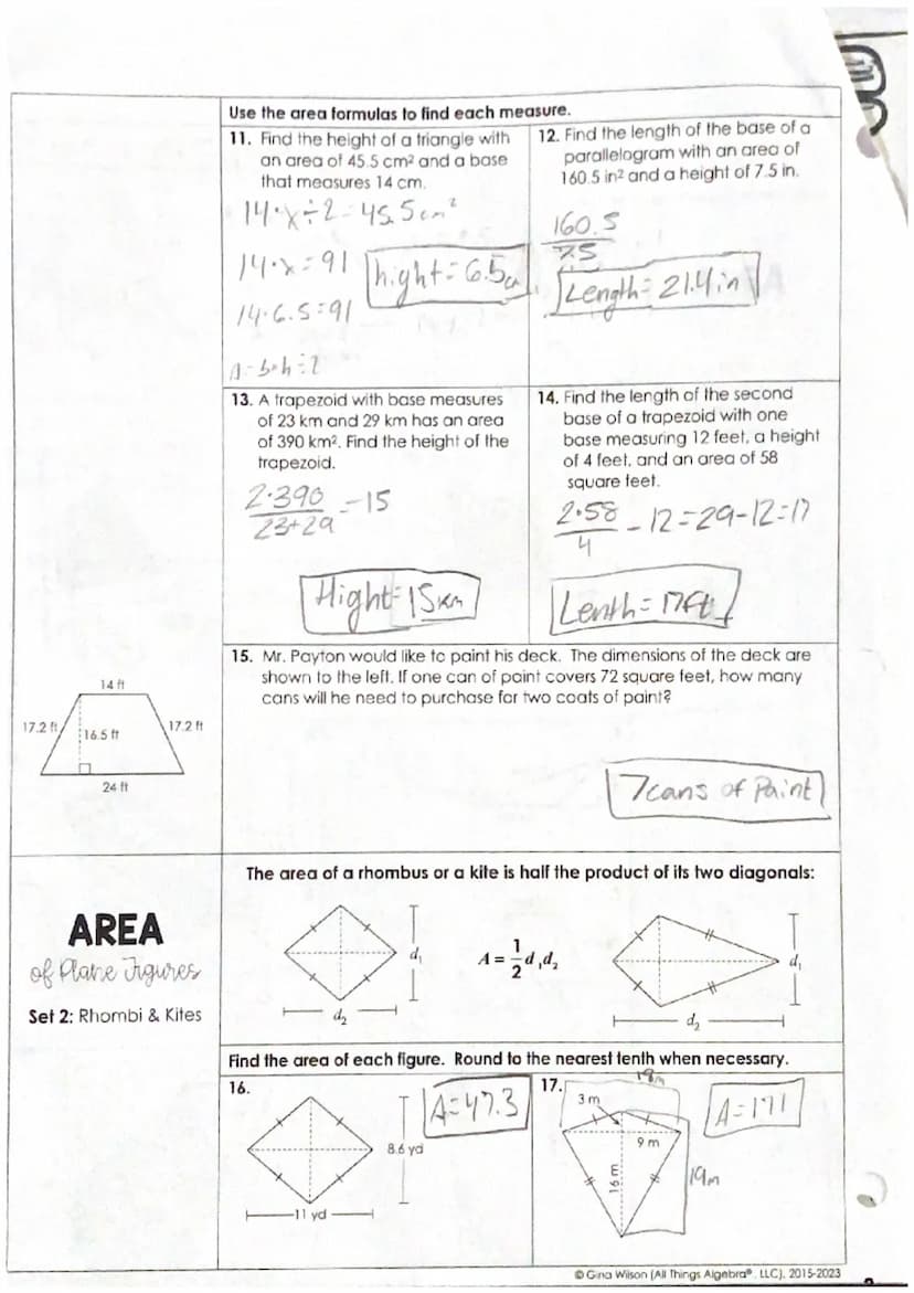 7
Topic:
Main Ideas/Questions Notes
Geometry CP Ch. 11 Part 1
AREA
of Plane Figures
Set 1: Triangles,
Squares, Rectangles,
Parallelograms,
&