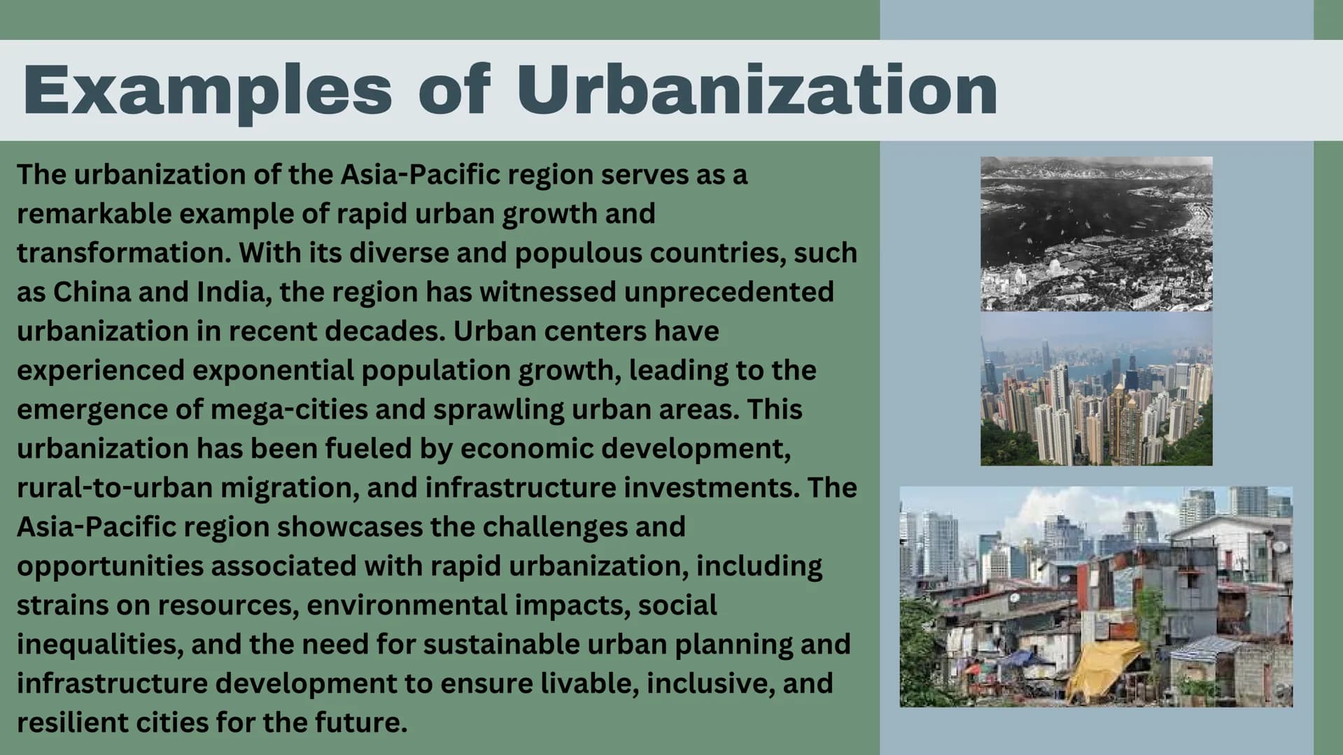 Urbanization
Kate Seiple
II
|||||
IIIII
I What is Urbanization?
Urbanization is the process of people shifting from
rural areas to cities an