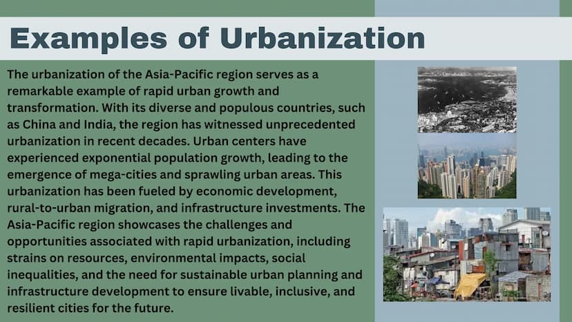 Urbanization
Kate Seiple
II
|||||
IIIII
I What is Urbanization?
Urbanization is the process of people shifting from
rural areas to cities an