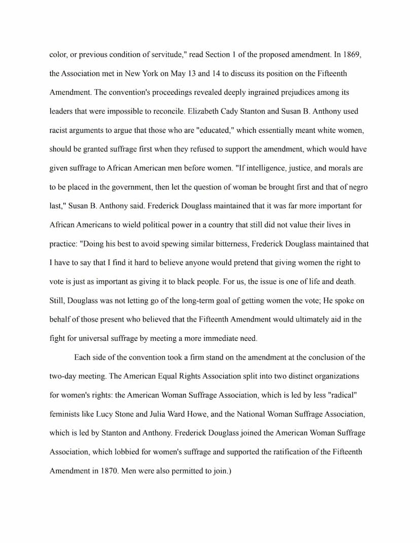 Frederick Douglass's Position on Women's Rights
Communities of abolitionists readily took up the cause of universal suffrage and
demanded en