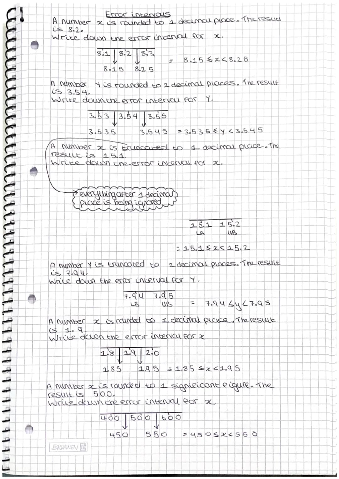 Error intervous
A number x is rounded to 1 decimal place. The resul
is 8.20
Write down the error interval for
8.1 8.2 8.3
8.2 5
8.15
A numbe