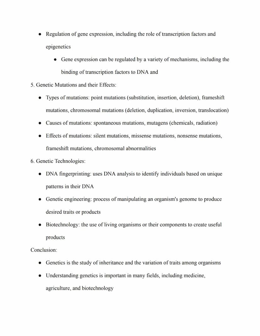 AP Biology Study Guide
VI. Genetics
1. Mendelian genetics:
• Gregor Mendel's laws of inheritance: Law of Segregation and Law of Independent
