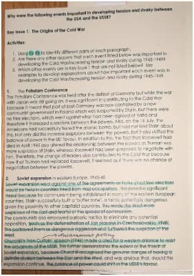 Know History: Conflict & Tension - Origins of the Cold War - SUMMARY PARAGRAPHS thumbnail
