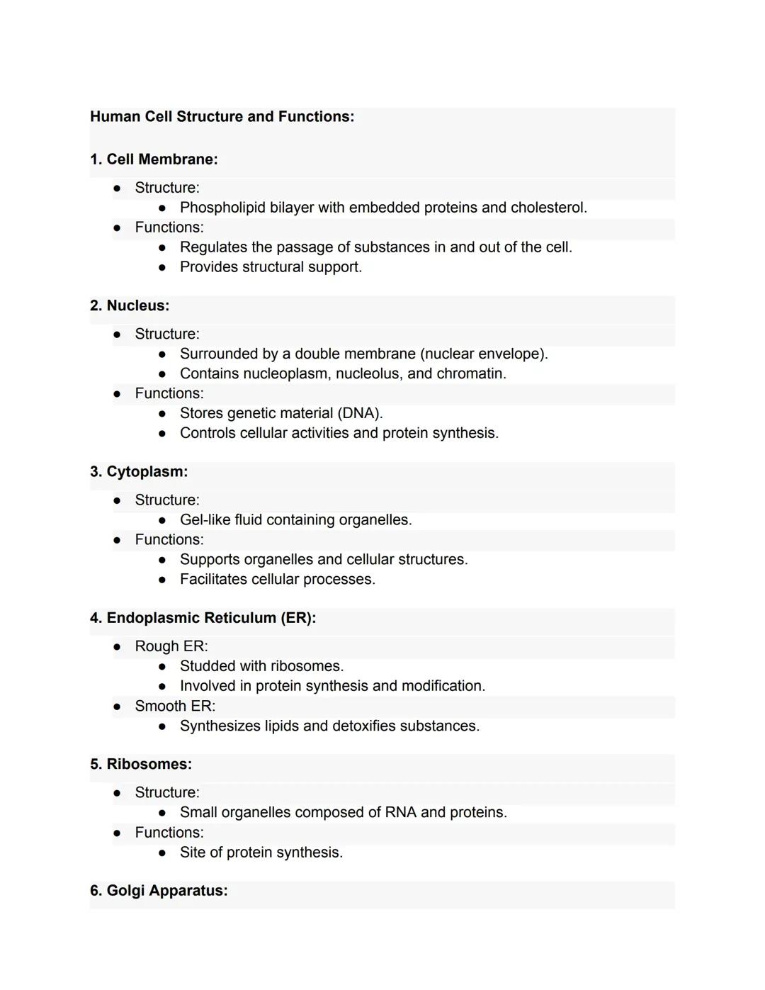 Cell Organelles and Their Functions 