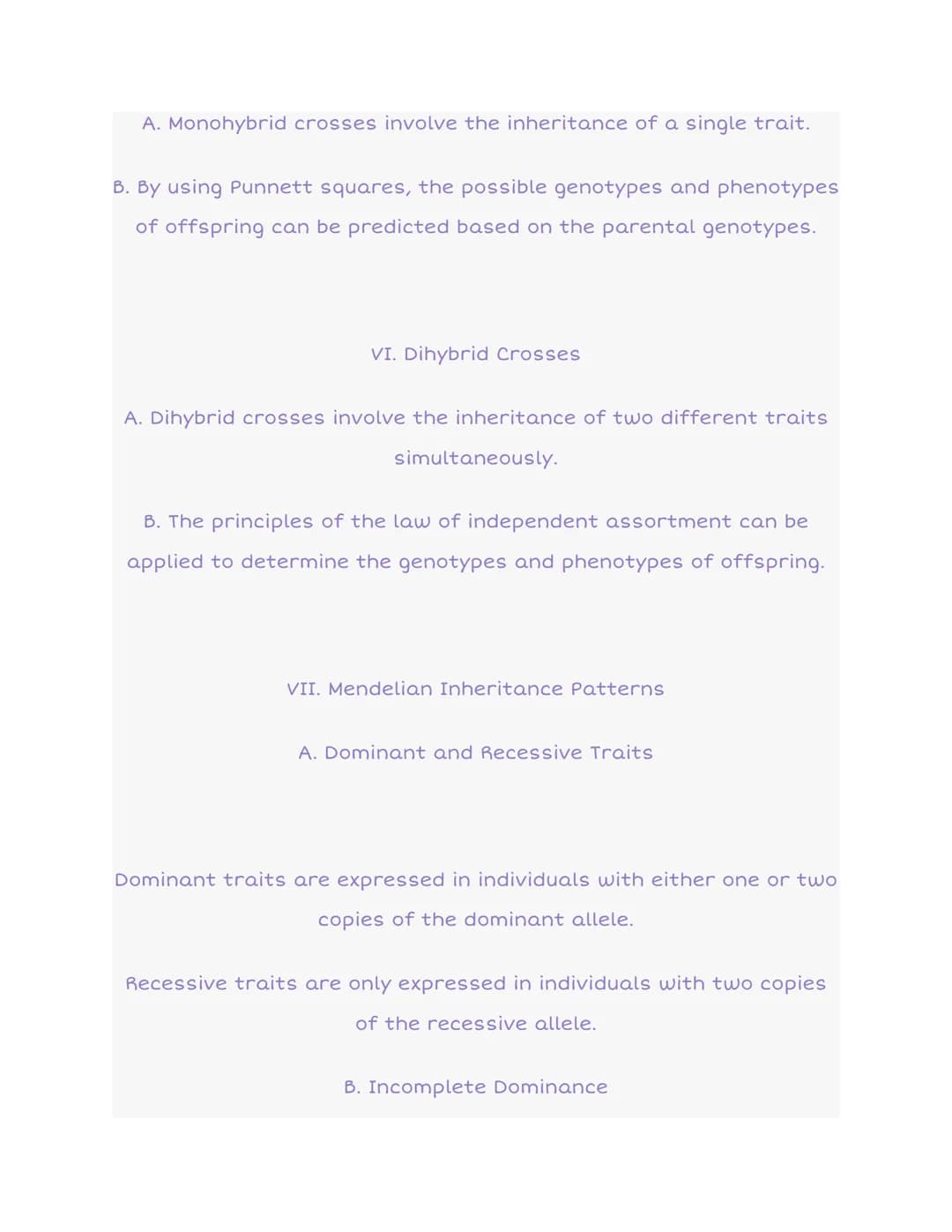 5.3 Mendelian Genetics
I. Introduction to Mendelian Genetics
A. Mendelian genetics refers to the principles of inheritance
discovered by Gre