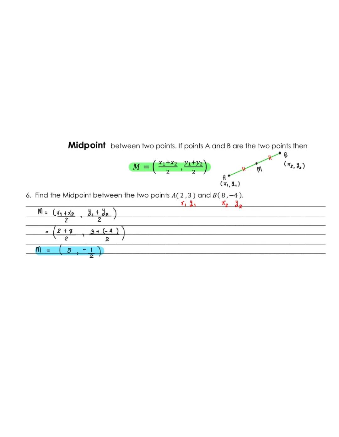 Midpoint formula ( Analytic Geom )