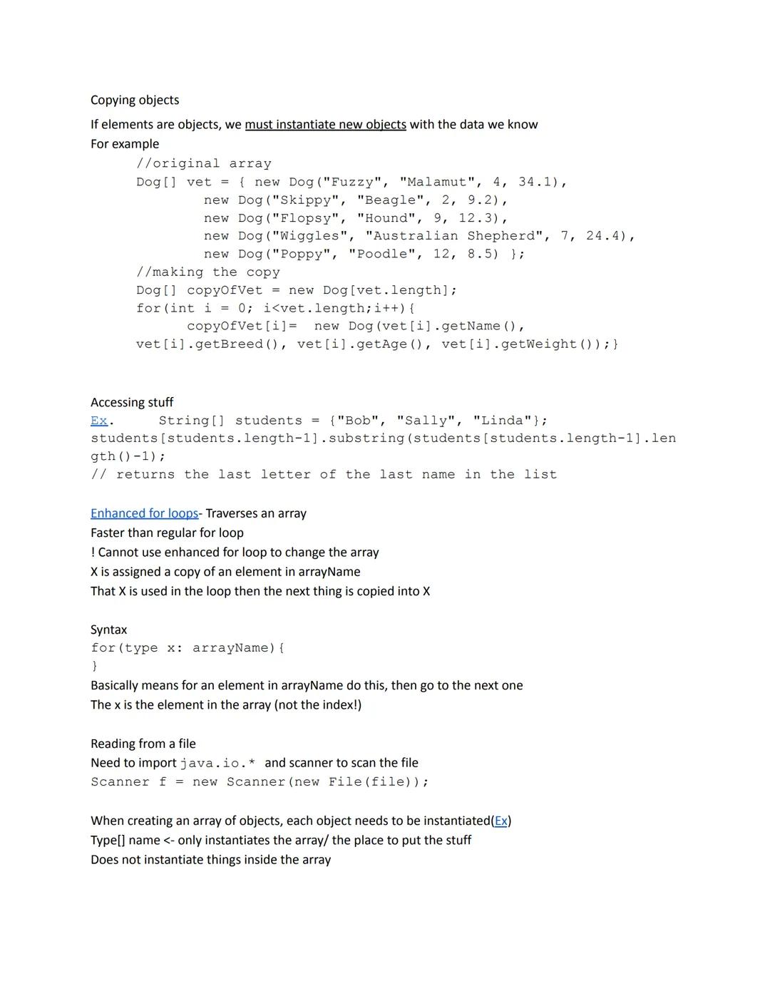 Arrays
Container object that holds a fixed number of elements of one type
individual elements grouped together under the overall name of arr