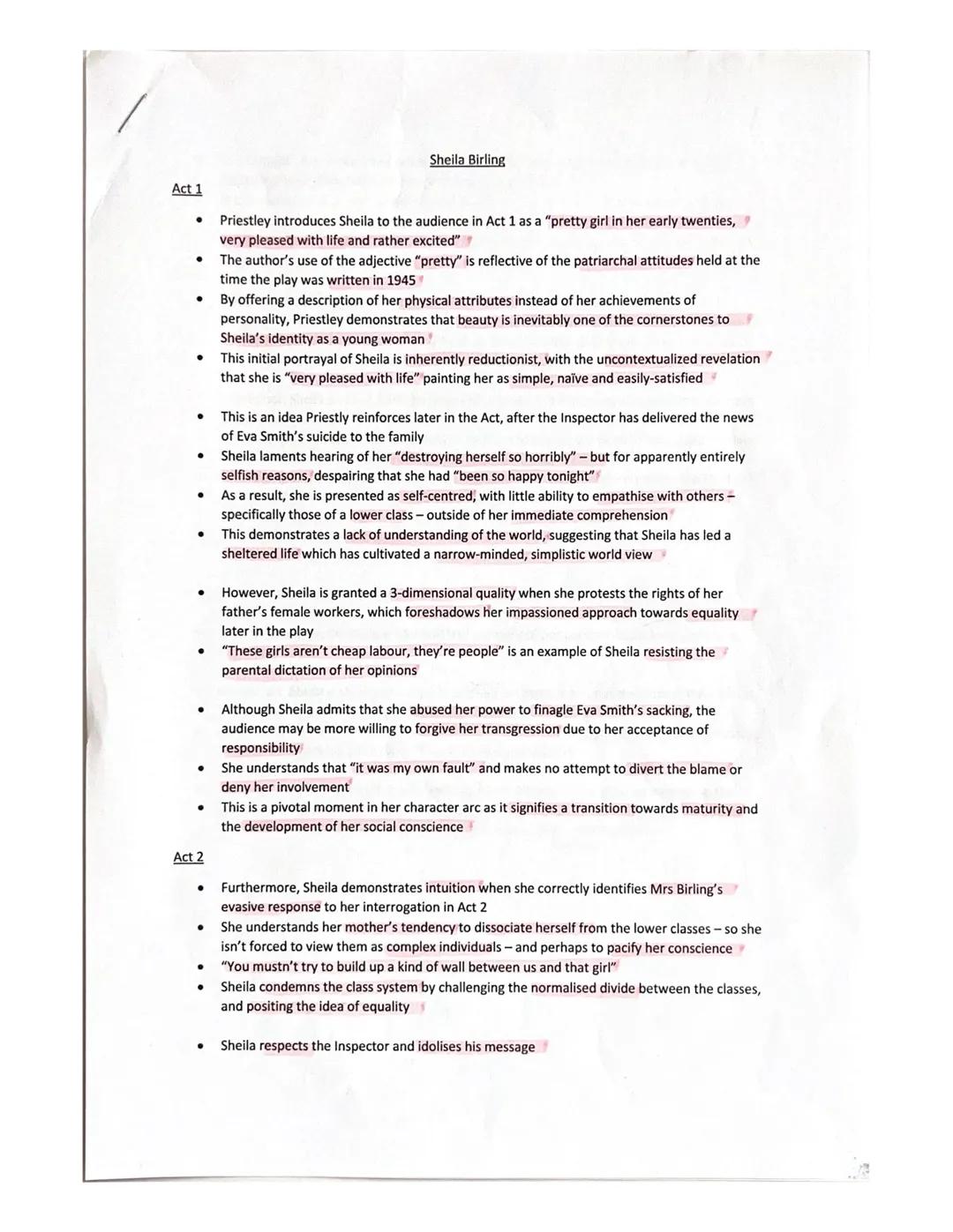 Act 1
●
●
●
●
●
●
●
●
●
Act 2
●
Sheila Birling
●
Priestley introduces Sheila to the audience in Act 1 as a "pretty girl in her early twentie