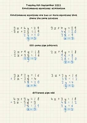 Know simultaneous equations : elimination thumbnail