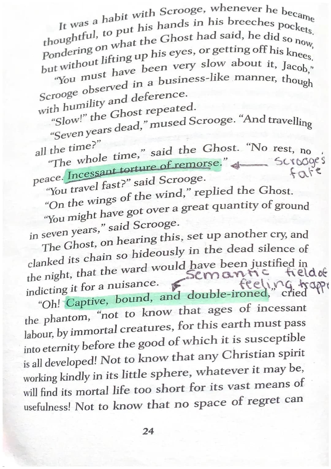 STAVE ONE
Marley's Ghost
for eshadowing
Marley's return
Marley was dead, to begin with. There is no doubt
whatever about that. The register 