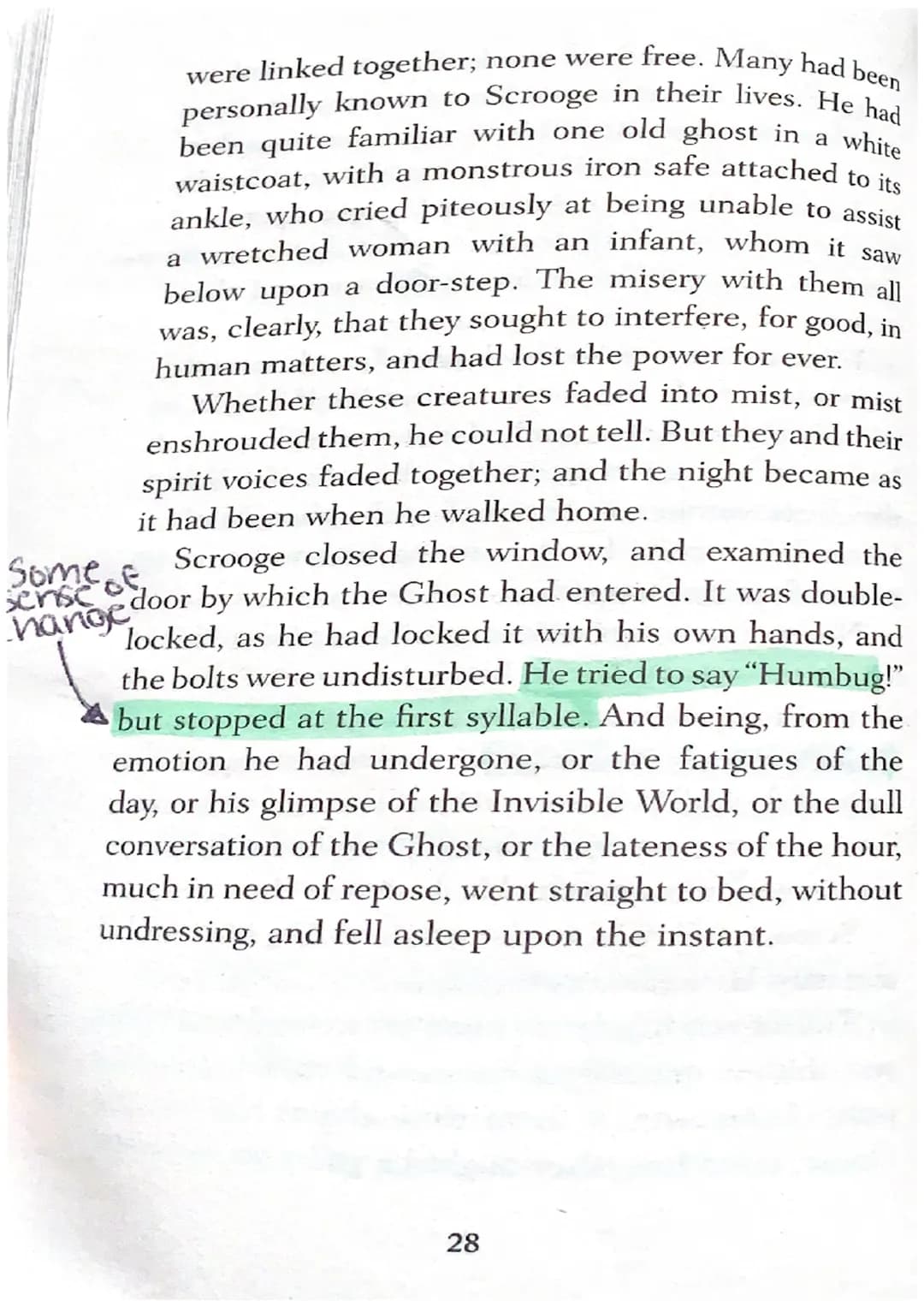 STAVE ONE
Marley's Ghost
for eshadowing
Marley's return
Marley was dead, to begin with. There is no doubt
whatever about that. The register 