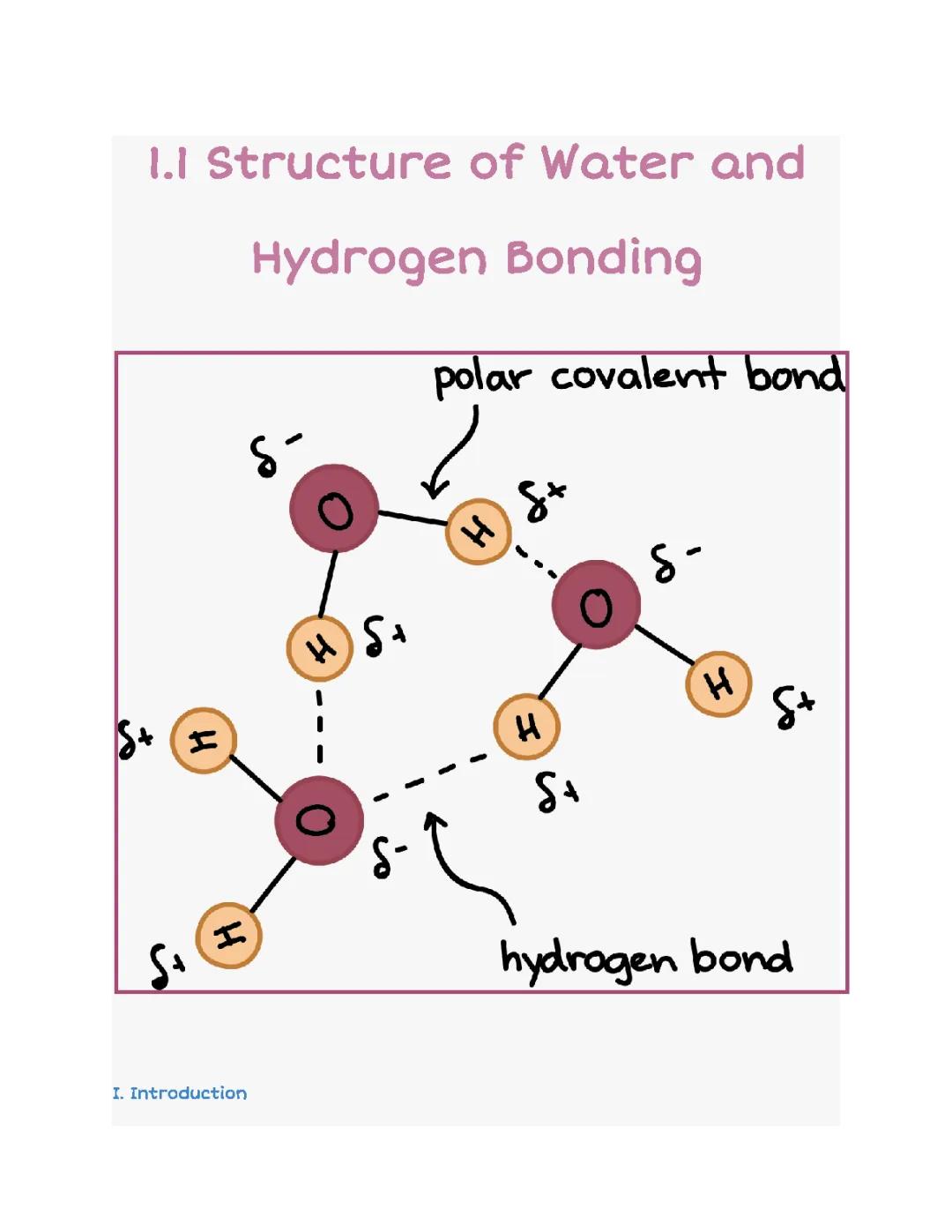 1.1 Structure of Water and Hydrogen Bonding