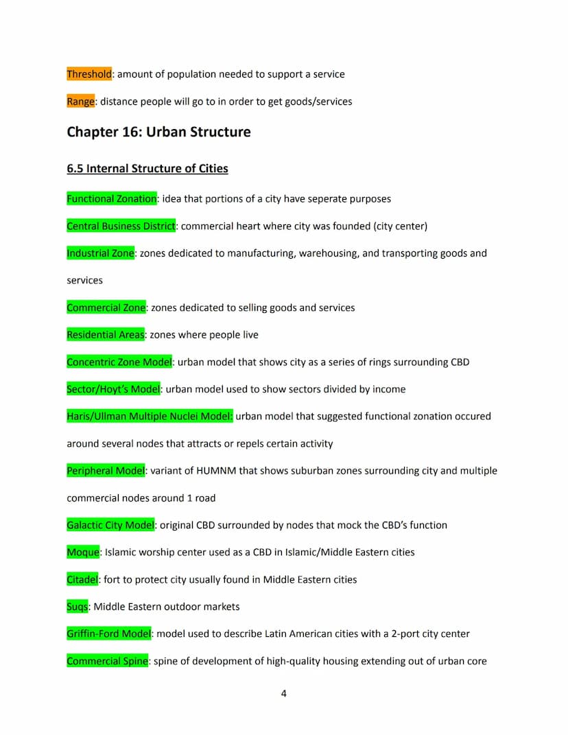 AP Human Geography- Unit 6: Cities and Urban Land
Use Patterns & Processes
Vocabulary
Chapter 15: Origins, Distribution and Systems of Citie