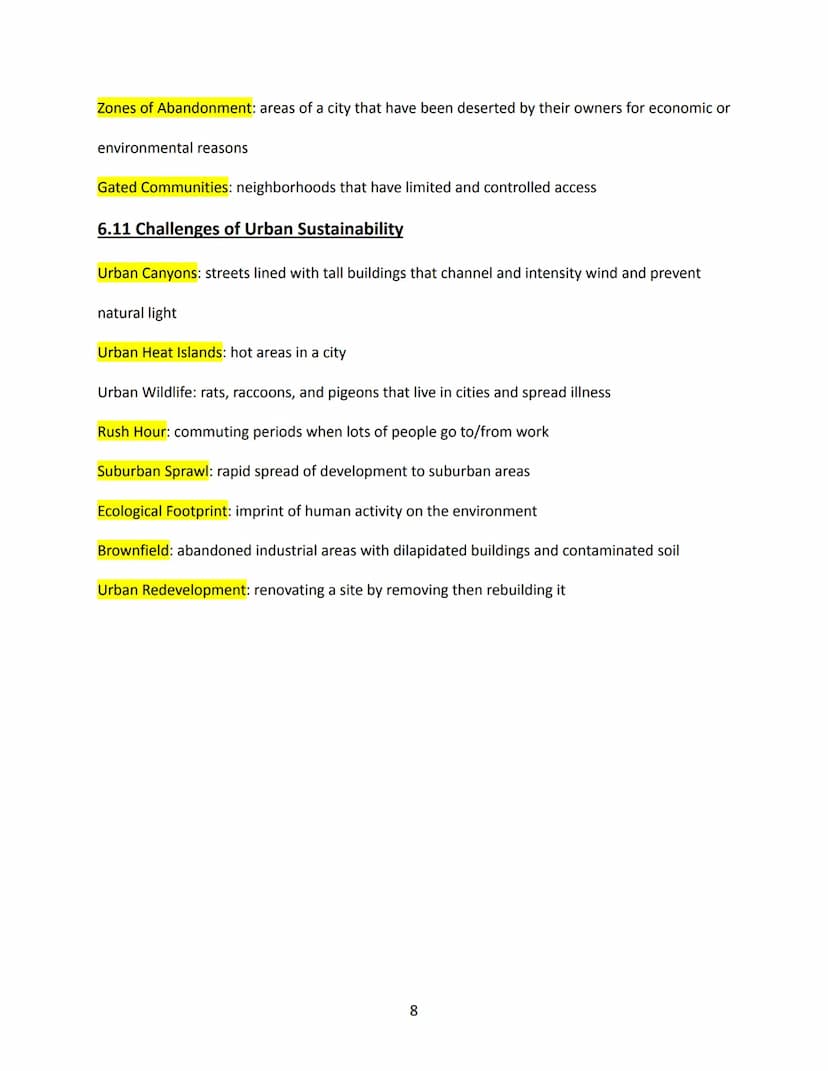 AP Human Geography- Unit 6: Cities and Urban Land
Use Patterns & Processes
Vocabulary
Chapter 15: Origins, Distribution and Systems of Citie