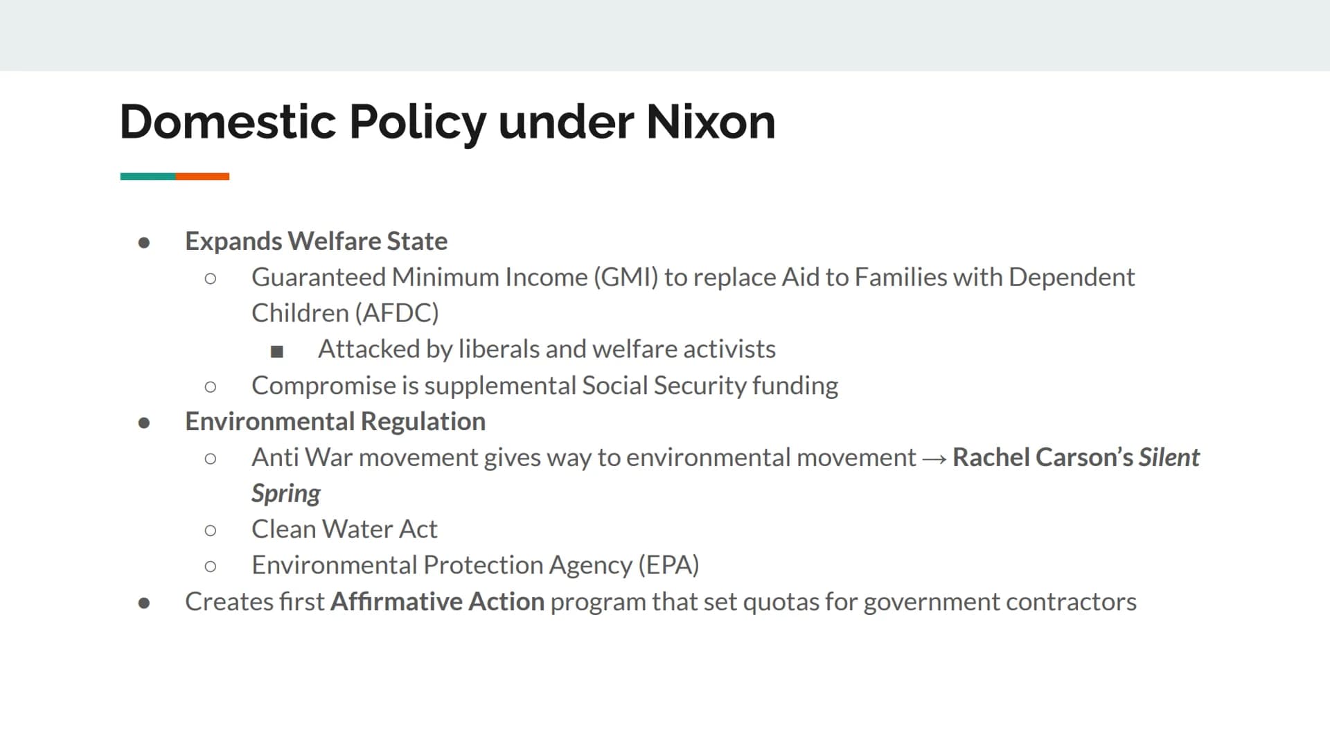 The 1970s Nixon and Watergate Richard Milhous Nixon
In office 1969-1974
Raised in a poor, Quaker family
Born and raised in Southern Californ