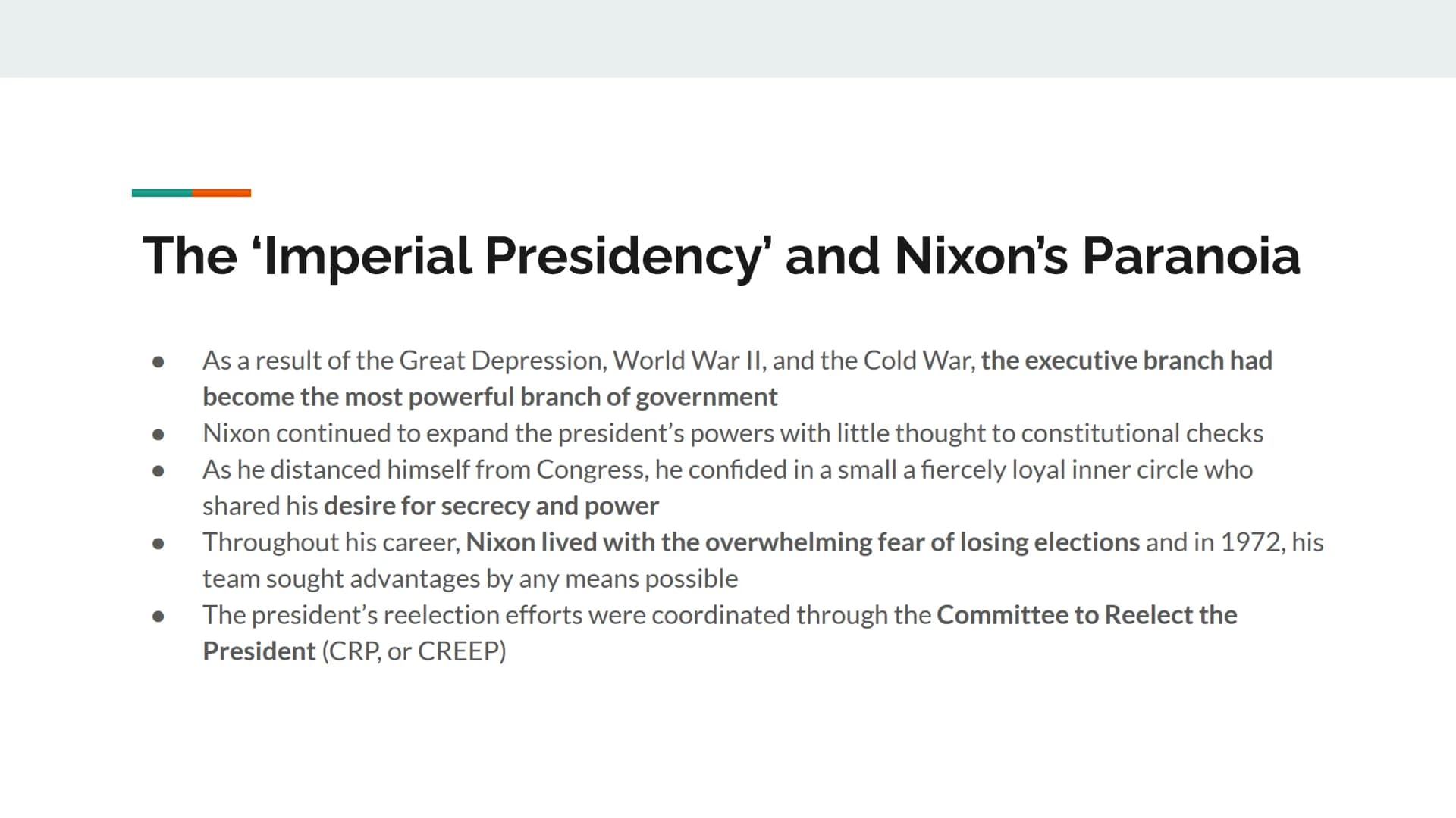 The 1970s Nixon and Watergate Richard Milhous Nixon
In office 1969-1974
Raised in a poor, Quaker family
Born and raised in Southern Californ