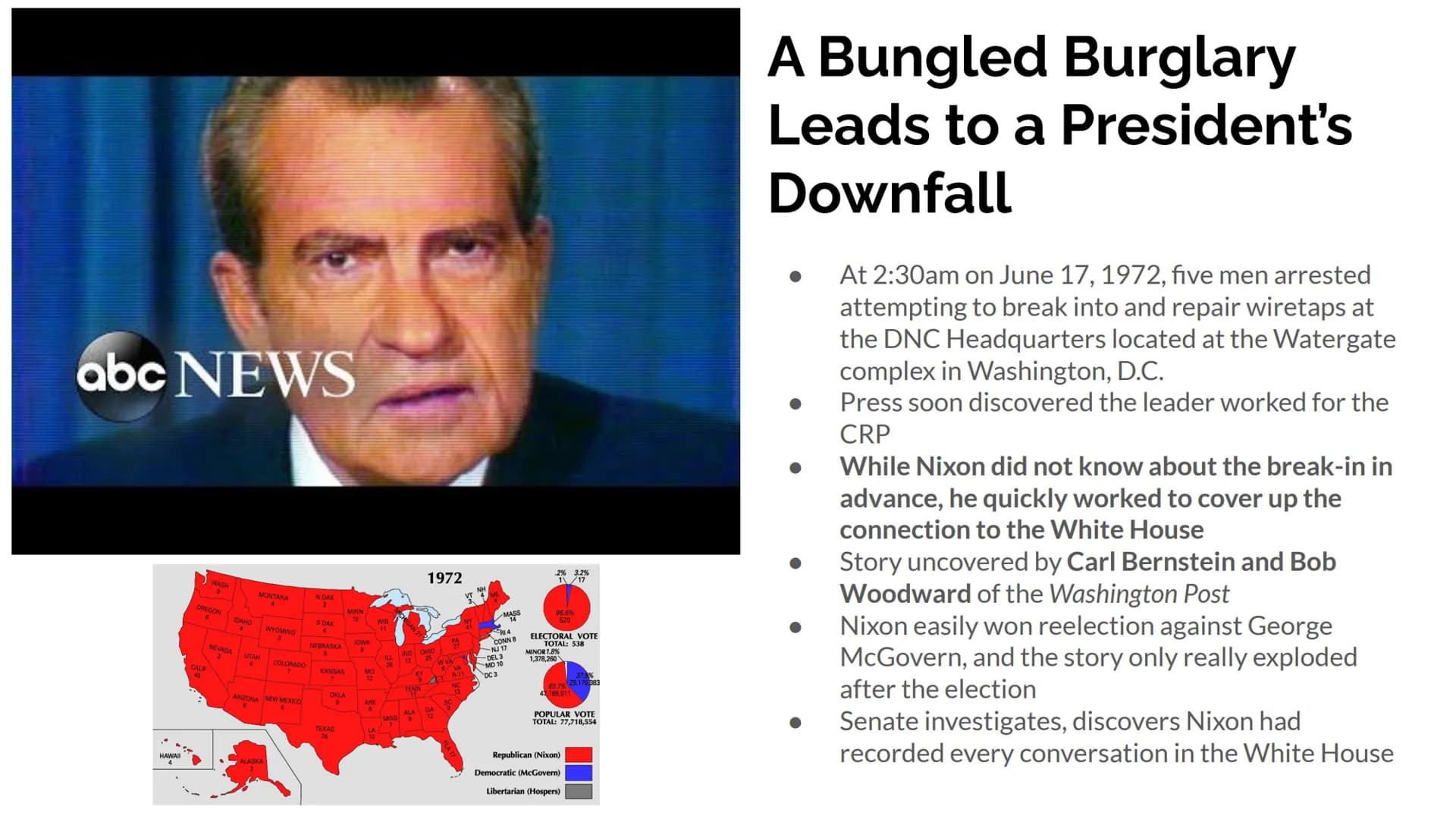 The 1970s Nixon and Watergate Richard Milhous Nixon
In office 1969-1974
Raised in a poor, Quaker family
Born and raised in Southern Californ