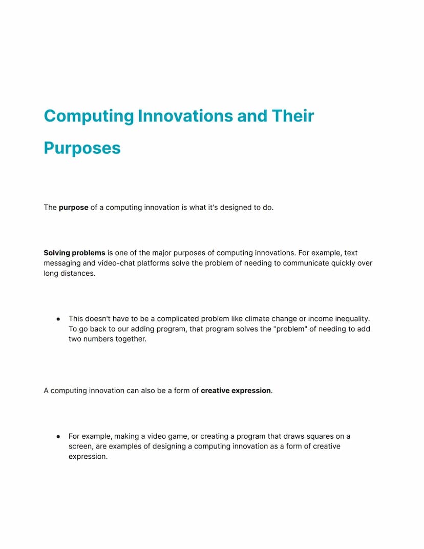 Information from: Fiveable (https://library.fiveable.me/ap-comp-sci-p)
Edited by: Gaby Querino
AP COMPUTER SCIENCE
PRINCIPLES STUDY GUIDE
1.