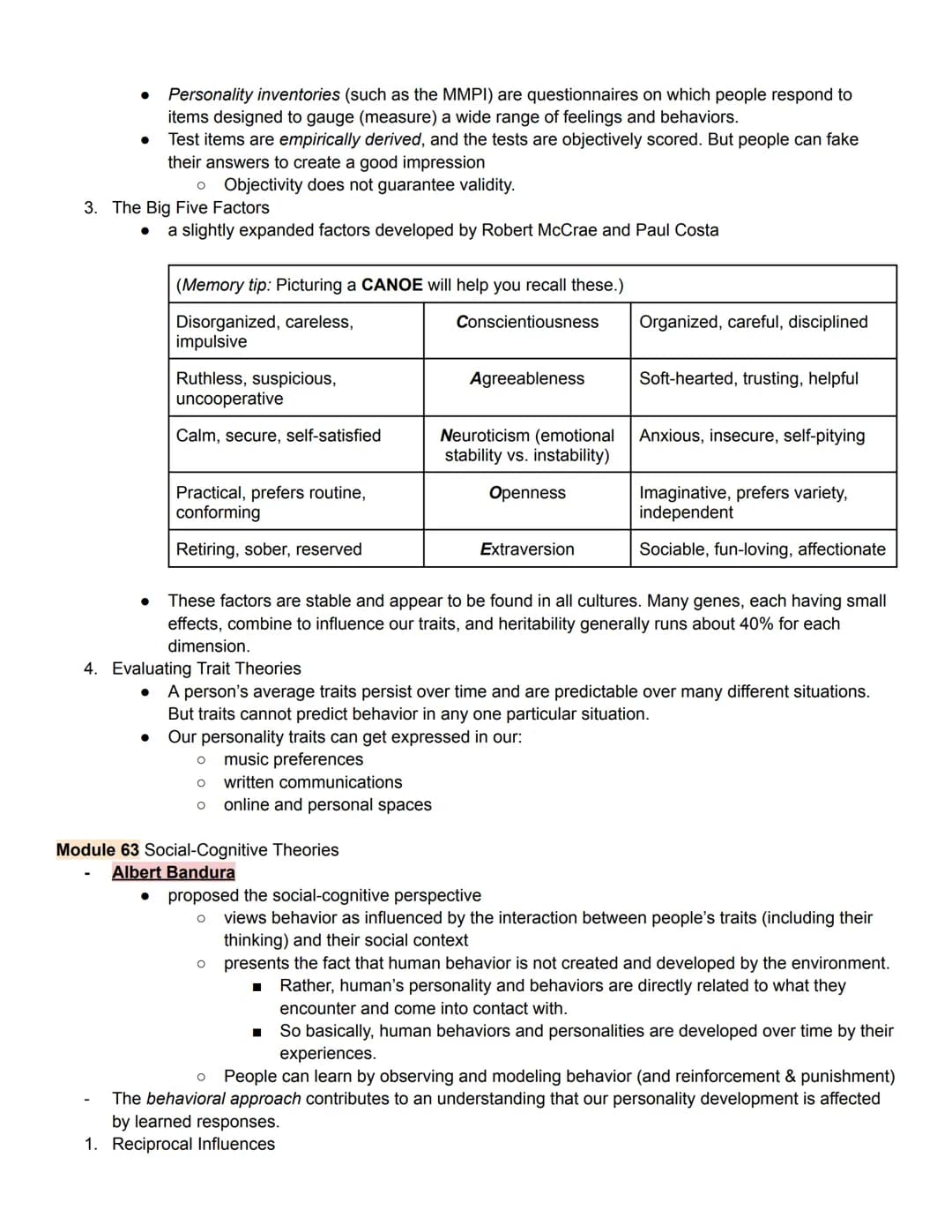 Unit 7 Part 2 Outline
Personality
Module 60 Psychoanalytic and Psychodynamic Theories
1. What is Personality?
● Personality is an individual