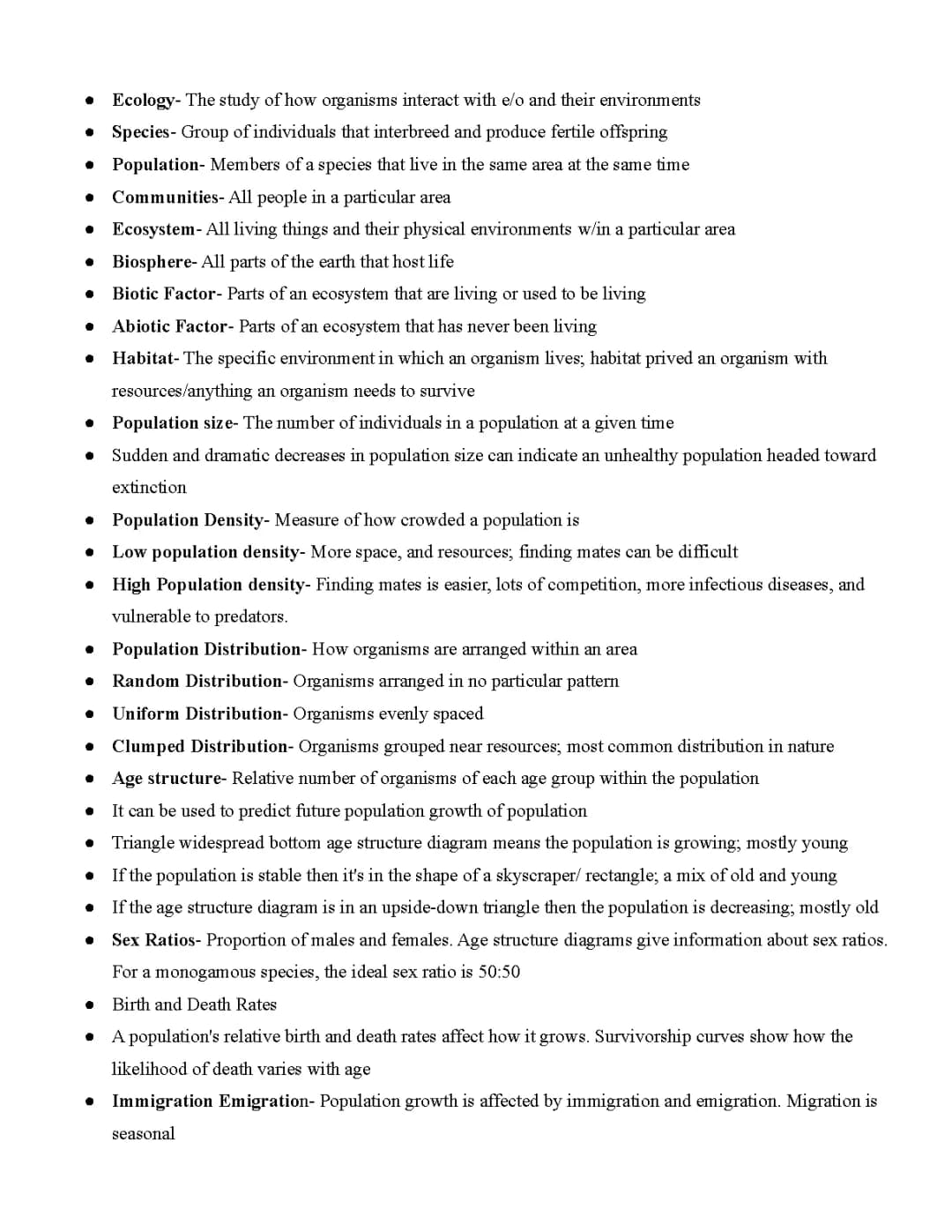 Environmental Science Chapter 2 Notes