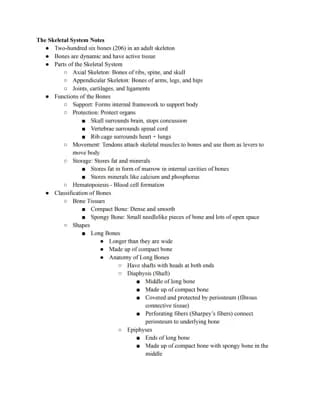 Know The Skeletal System Notes thumbnail