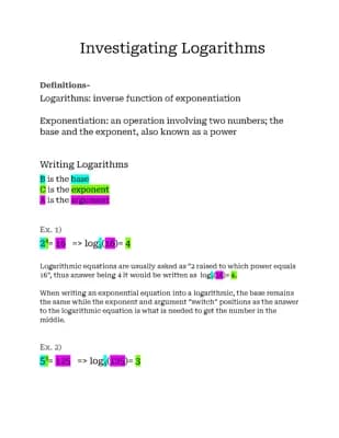 Know Investigating Logarithms  thumbnail