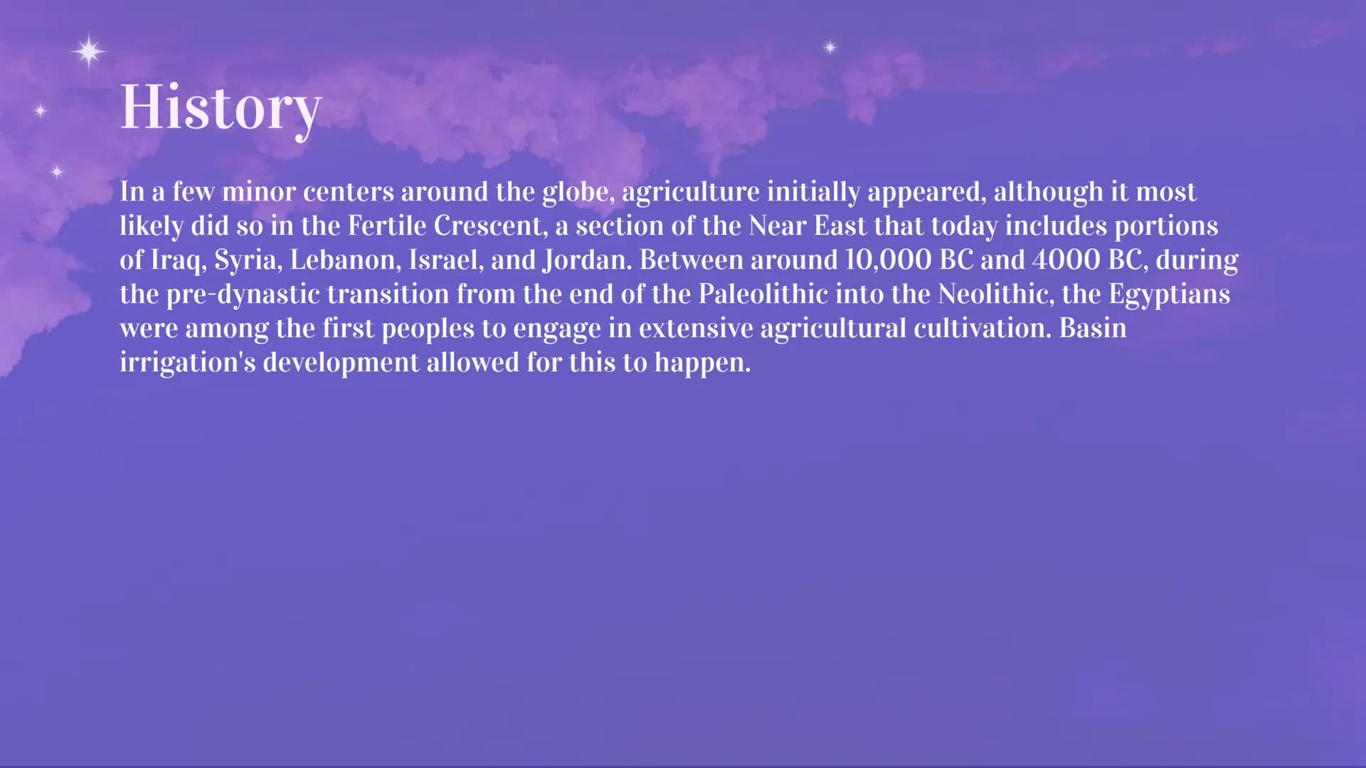 Agriculture Table of contents
01 Definition of Agriculture
02 History
03 Factors affecting agriculture
04 Importance of agriculture
05 Agric
