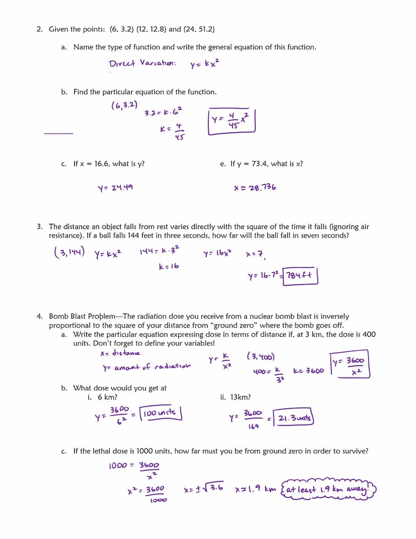 480/81
Notes
Day 17
7.11 NOTES-VARIATION FUNCTIONS
OBJECTIVES:
1) Write general equations for direct and inverse variation functions.
DIRECT