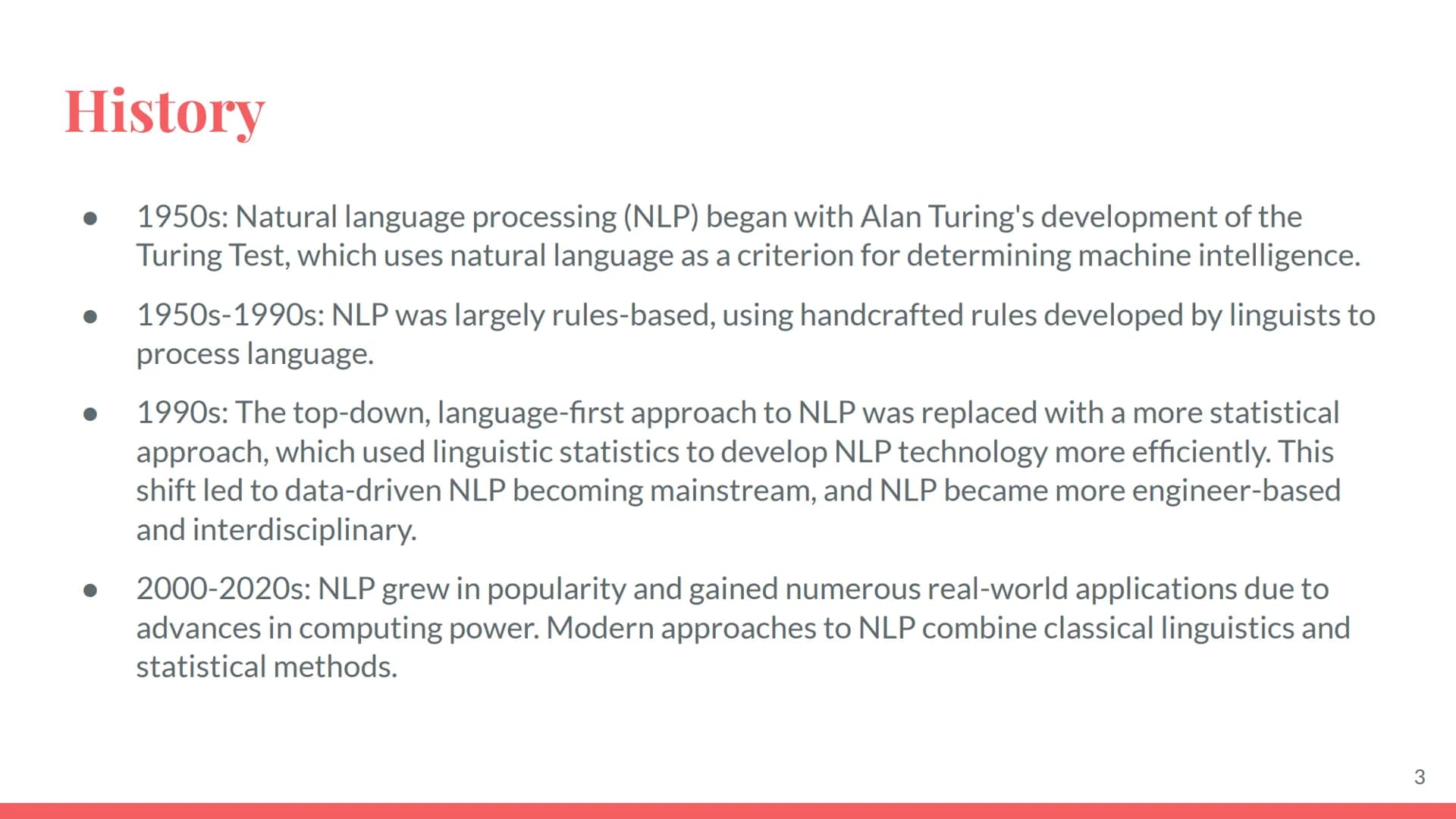 Natural
Language
Processing Overview
NLP
the branch of artificial intelligence or Al concerned with giving computers the ability to
understa