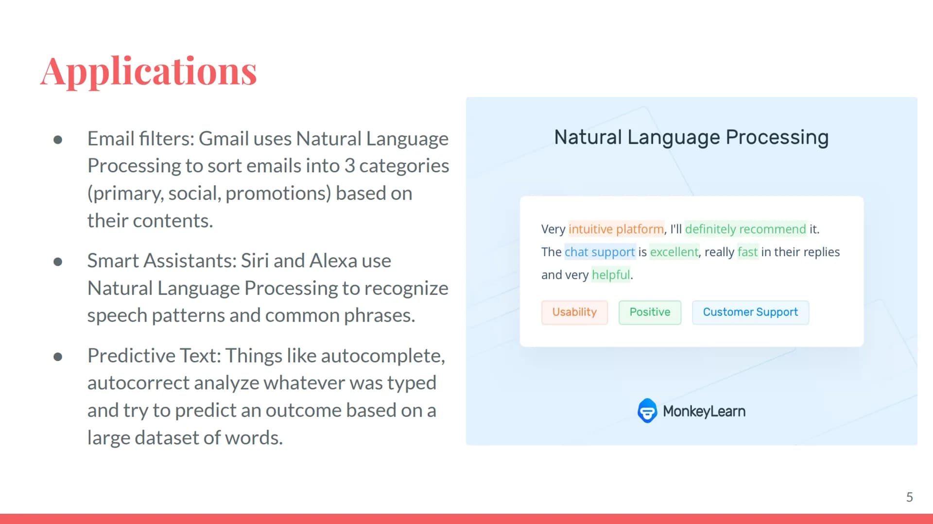 Natural
Language
Processing Overview
NLP
the branch of artificial intelligence or Al concerned with giving computers the ability to
understa