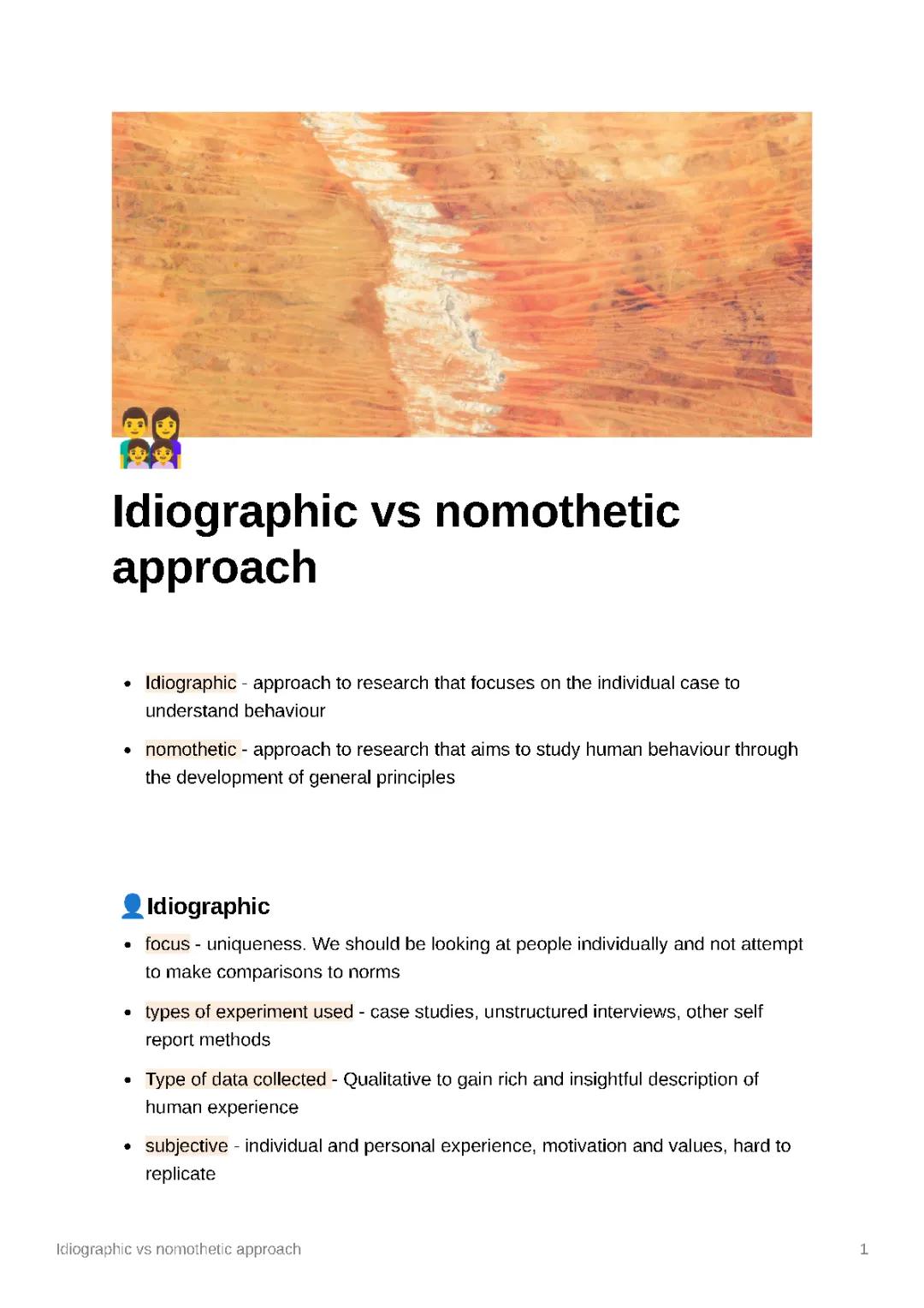 Revision Notes Idiographic vs Nomothetic in Psychology A Level