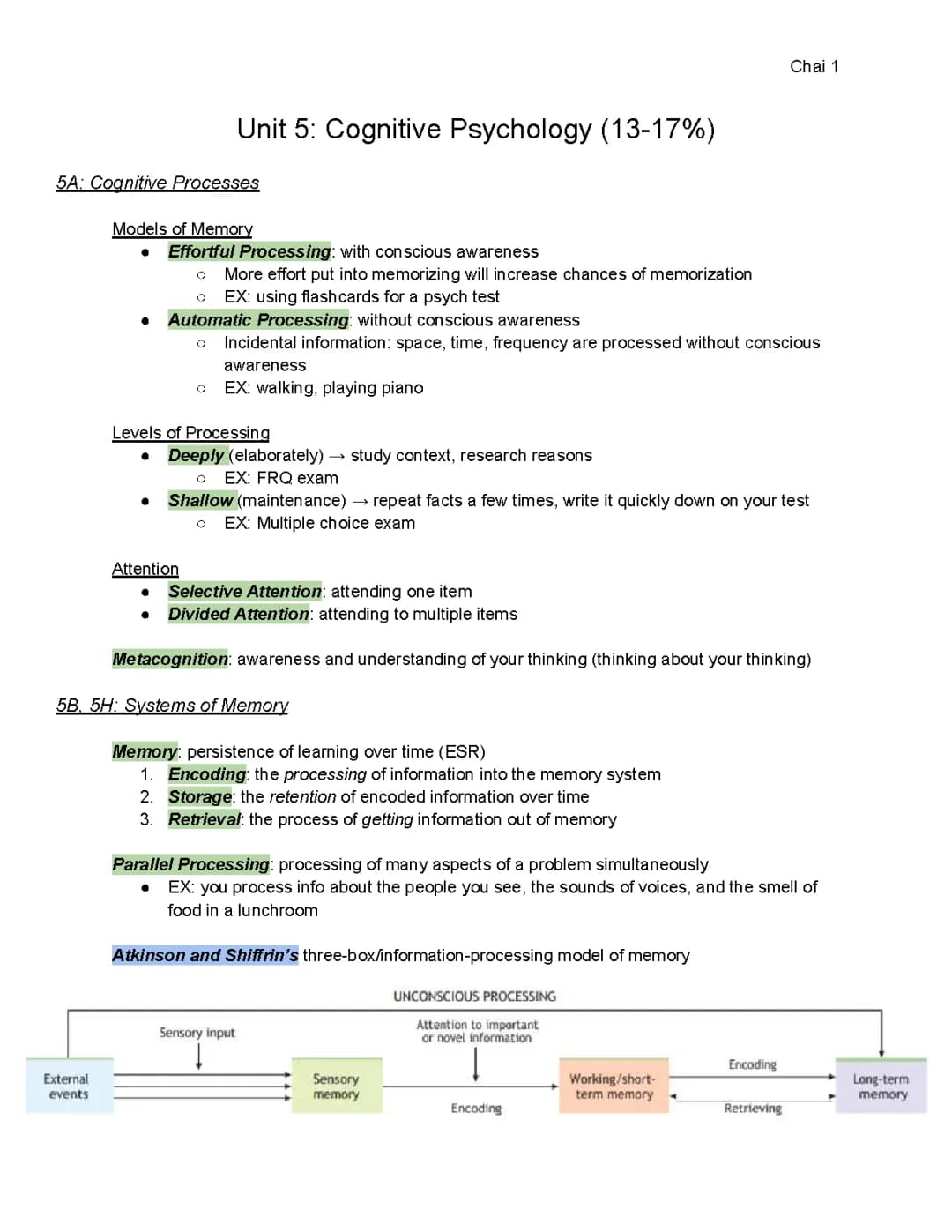 AP Psych Unit 5 Notes