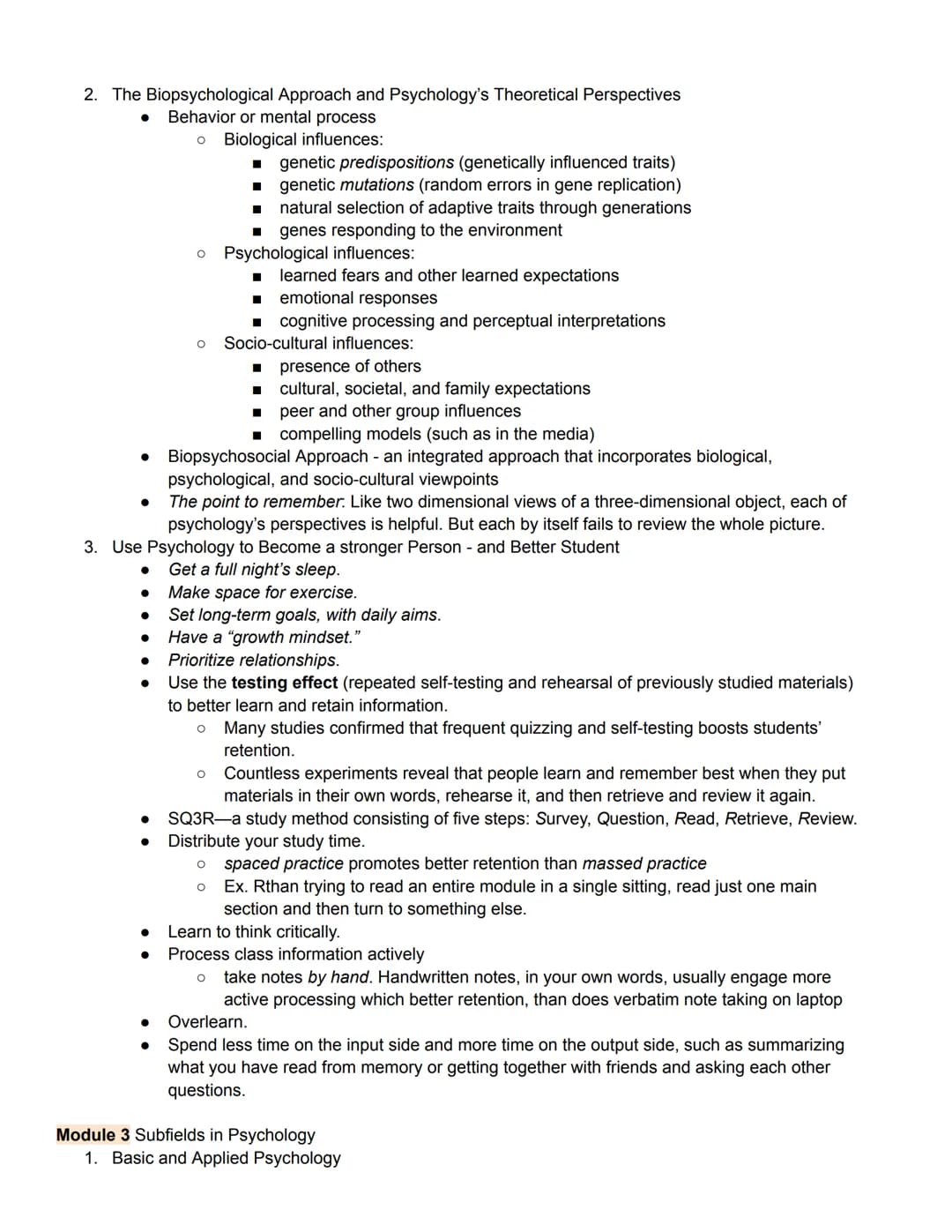 Unit 1 Part 1 Outline
Psychology's History and Approaches
Module 1 Psychology and Its History
1. Psychology is a science
●
2. Critical Think