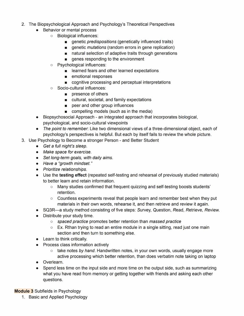 Unit 1 Part 1 Outline
Psychology's History and Approaches
Module 1 Psychology and Its History
1. Psychology is a science
●
2. Critical Think