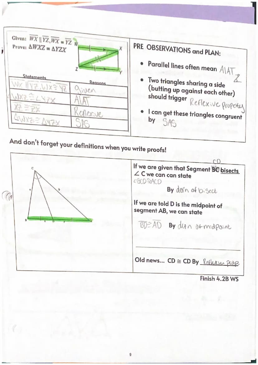 4.1
I can recognize CONGRUENT() FIGURES and their CORRESPONDING PARTS.
H
STOP
H
M
Practice in DELTA MATH
• Add seg bars
List the CORRESPONDI