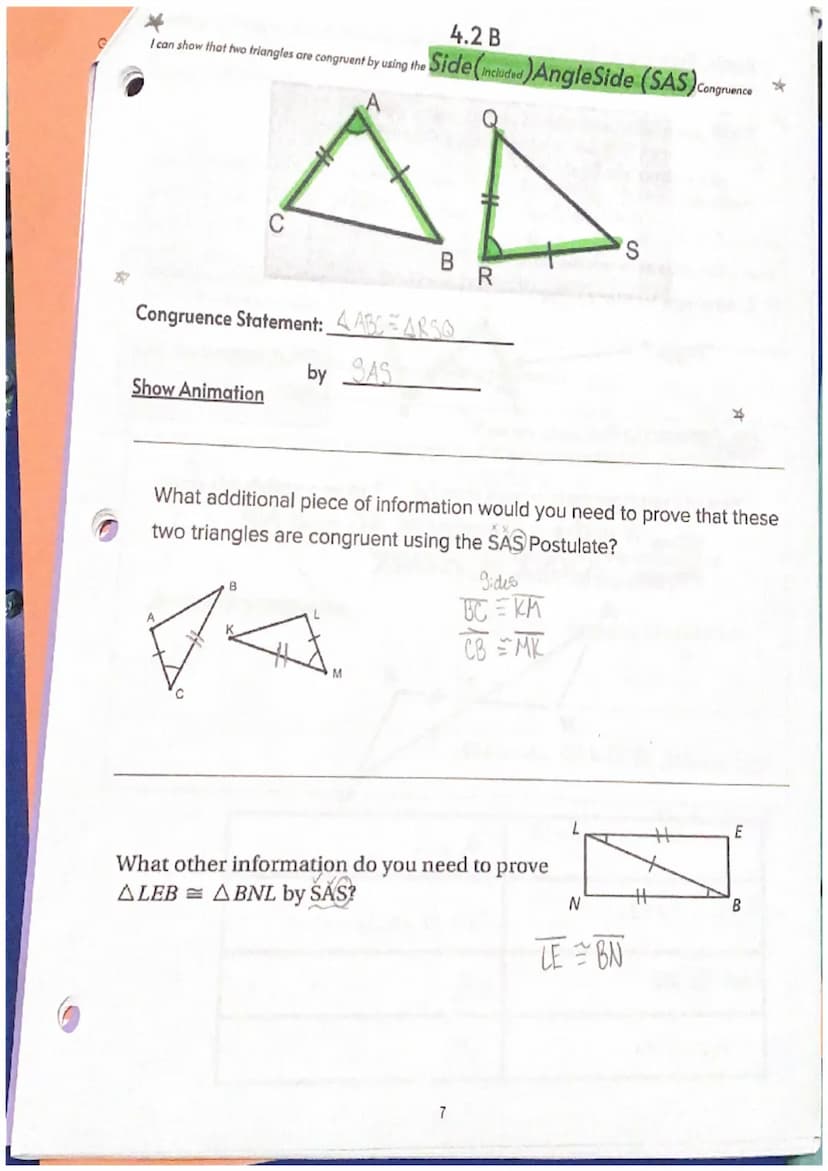 4.1
I can recognize CONGRUENT() FIGURES and their CORRESPONDING PARTS.
H
STOP
H
M
Practice in DELTA MATH
• Add seg bars
List the CORRESPONDI