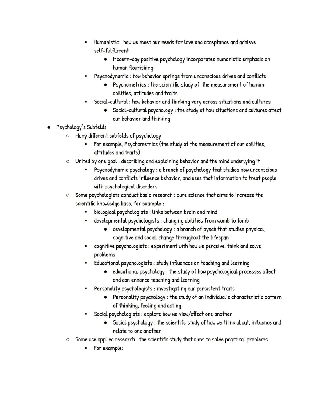 UNIT 1: Psychology's History and Approaches
Module 1: Psychology's History
● Prescientific Psychology
o Psychology's main questions have bee