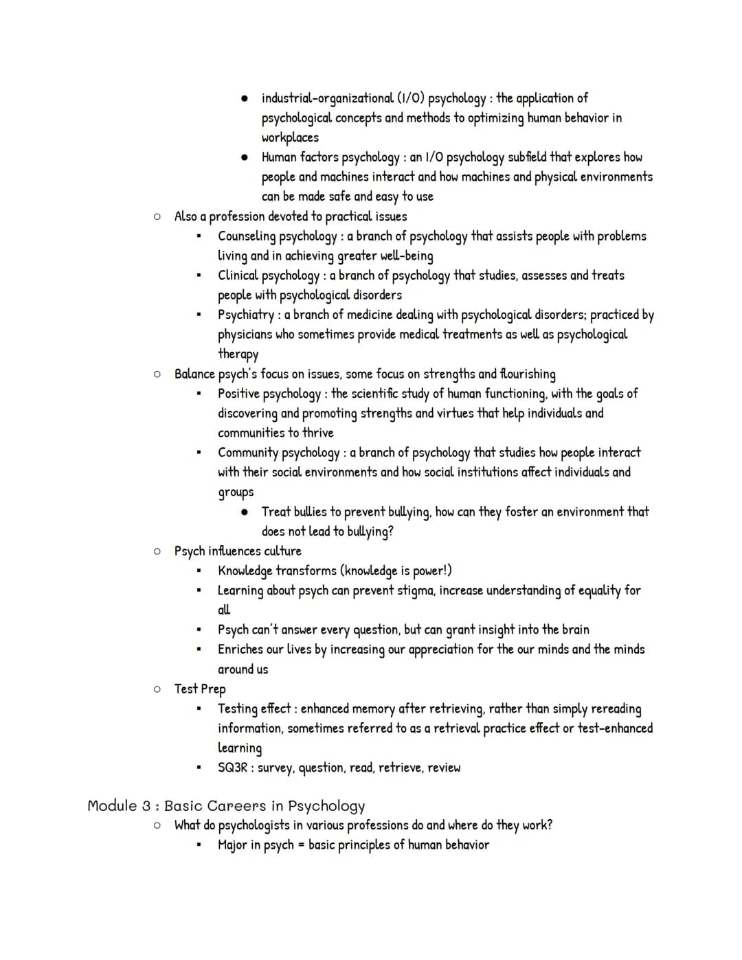 UNIT 1: Psychology's History and Approaches
Module 1: Psychology's History
● Prescientific Psychology
o Psychology's main questions have bee