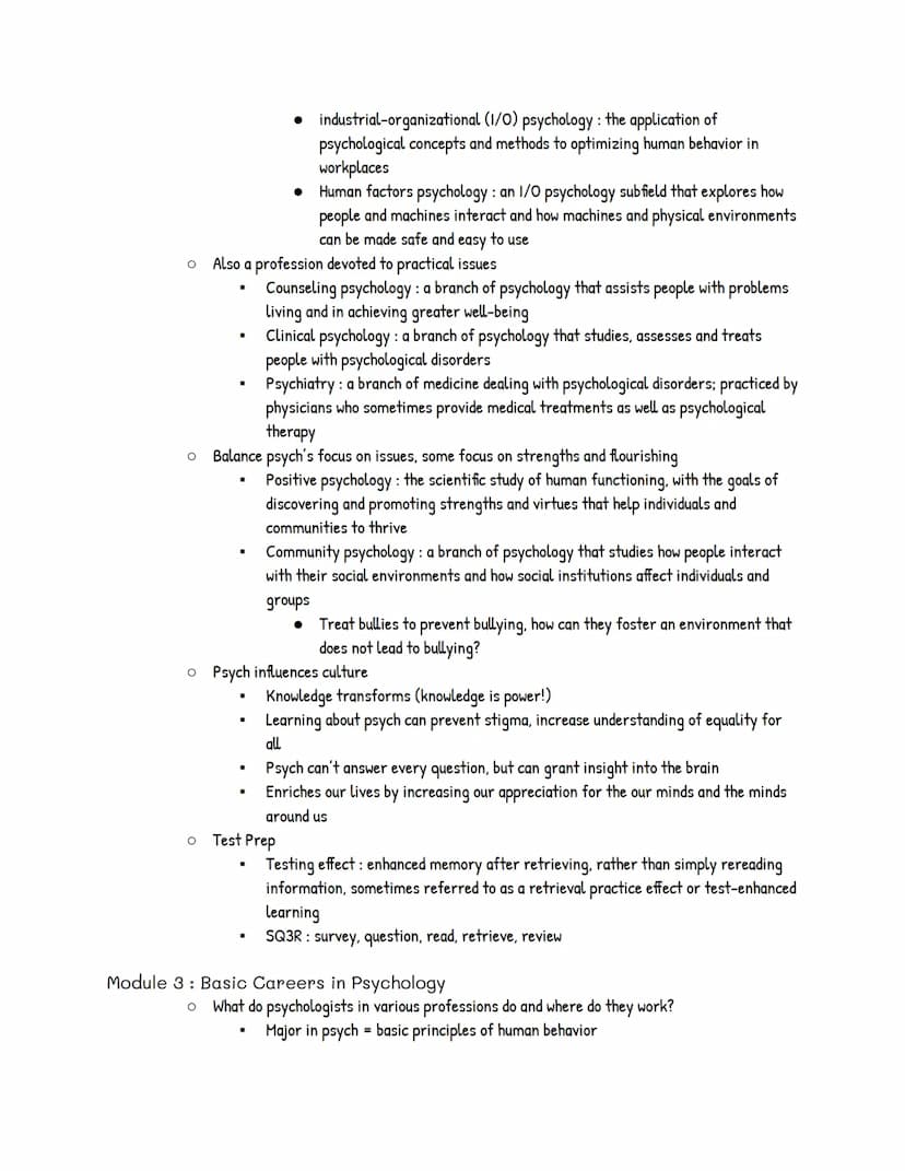 UNIT 1: Psychology's History and Approaches
Module 1: Psychology's History
● Prescientific Psychology
o Psychology's main questions have bee