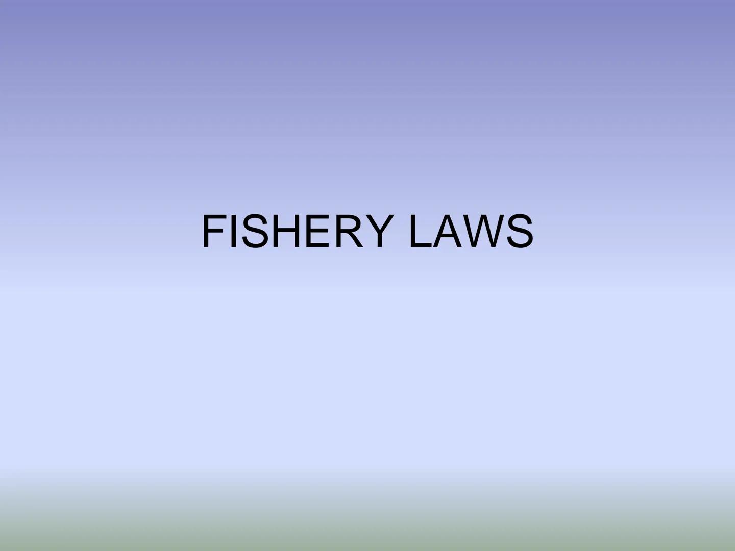 FISHERY LAWS HIERARCHY OF LAWS
THE PHILIPPINE CONSTITUTION
National laws and International
Treaties/Agreements (e.g. Acts, Commonwealth Acts