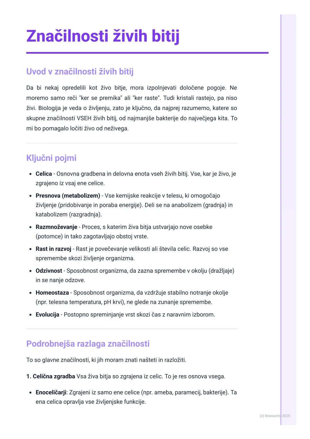 # Značilnosti živih bitij

Uvod v značilnosti živih bitij

Da bi nekaj opredelili kot živo bitje, mora izpolnjevati določene pogoje. Ne
more