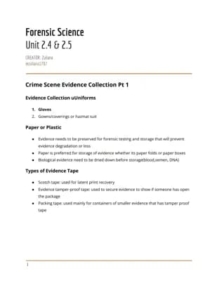 Know Forensics Unit 2.4 & 2.5 thumbnail