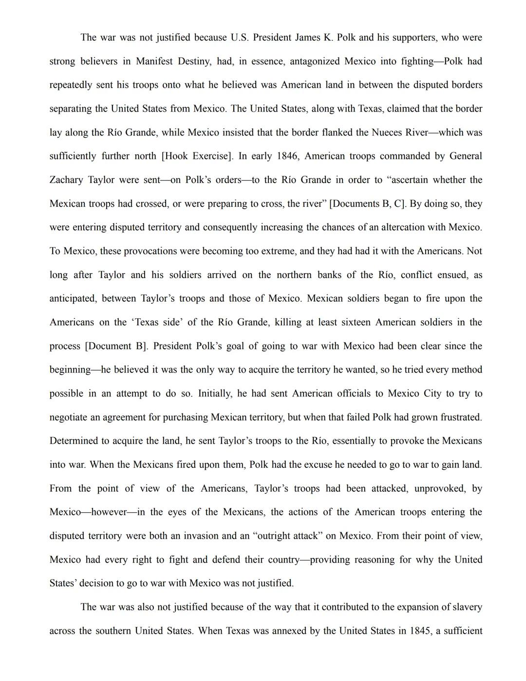 Was the United States Justified in Going to War With Mexico?
Oscar Crimaldi
15 April 2022
Period 8
One hundred and seventy-six years ago, in
