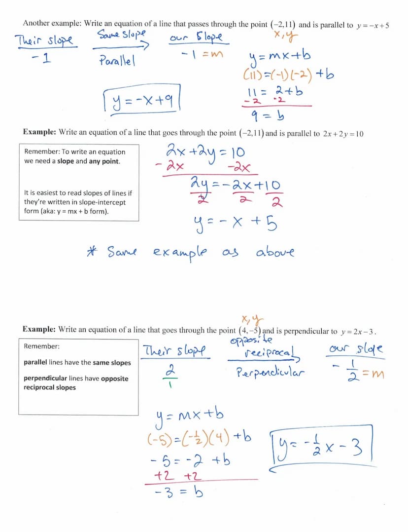 
<h2 id="bigidea">Big Idea:</h2>
<p>Two lines are parallel if and only if they never intersect.</p>
<h2 id="writinglinearequationsofparallel