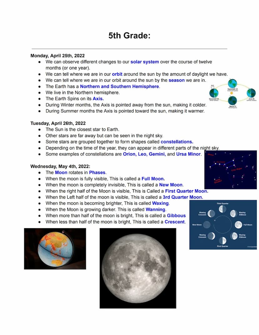 
<p>We can observe different changes to our solar system over the course of twelve months (or one year). The amount of daylight we have and 