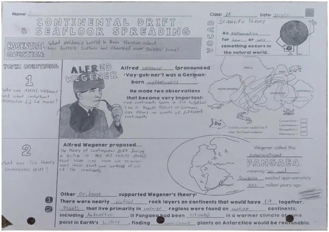 Continental drift and seafloor spreading 