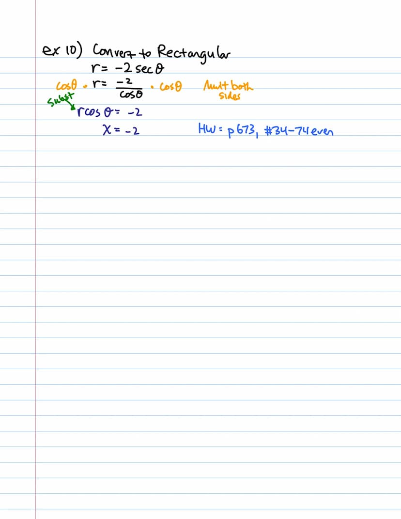 12/₁1
TUE 6.3 (part 2) Polar Coordinates.
Rectangular
(x, y)
x=rcos8
or
r 0
ex 1) Convert to rect. coords.: (3, πT)
SOHCAH TOA
X
Polar x² + 